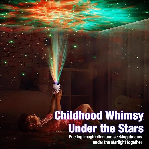 FLYNGO Plastic Astronaut Night Light Galaxy LED Projector Lamp with Remote Control, and 360° Adjustable, Night Lamp for Kids, Bedroom, Gaming Room,Home Party, Birthday Gifts (Guitar Astronaut), White - Image 2